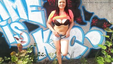 Hot girl has sex by graffiti - 2 image