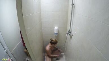 Kinky MILF Loves Masturbating in the Gym Shower and Pissing - 3 image
