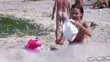 spread pussy amazing hot amateur nudist milfs spied at  beach voyeur - 5 image