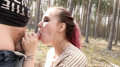 Stepsister Sucks Big Dick in a Public Park - 4 image