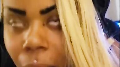 INCREDIBLE Head!! Blonde Ebony Works Hard for Big White Load