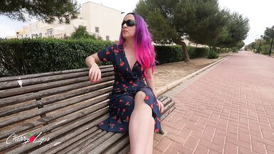 Risky masturbation on a public park bench just squirt - 2 image