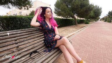 Risky masturbation on a public park bench just squirt - 3 image