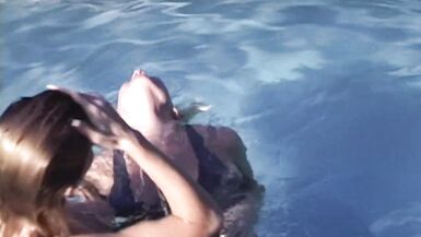Best Girl on Girl ever with Double Ender Dildo Fisting Pussy Licking by Pool with Sara Ashley - 2 image
