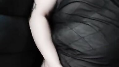 Big Titty Goth Girl and her Vibrator! Playing with my Pussy - 4 image