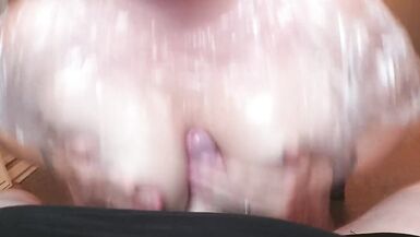Big Tits MILF Sloppy Deepthroat Blowjob in a Rain Poncho it's Raining Cum! - 13 image