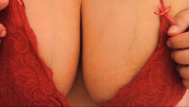 Big Boobs in Red Top Scratching ASMR - 6 image