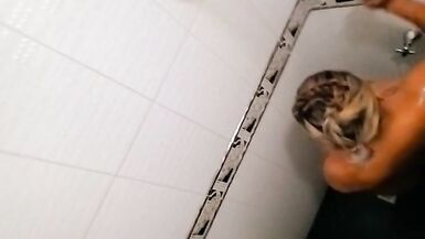 My Pregnant Ebony Latina Wife taking a Shower and Loves to be Watched - 5 image