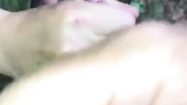 Blowjob in the WOODS & a Tasty Cumshot on her PHAT ASS that he Eats up as it Drips down to her Hole - 12 image