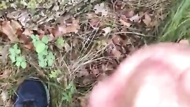 Blowjob in the WOODS & a Tasty Cumshot on her PHAT ASS that he Eats up as it Drips down to her Hole - 13 image