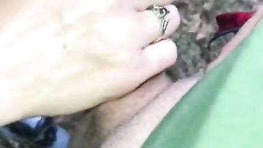 Blowjob in the WOODS & a Tasty Cumshot on her PHAT ASS that he Eats up as it Drips down to her Hole - 2 image