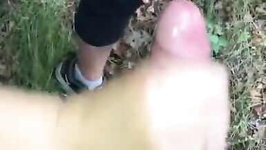 Blowjob in the WOODS & a Tasty Cumshot on her PHAT ASS that he Eats up as it Drips down to her Hole - 5 image