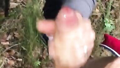 Blowjob in the WOODS & a Tasty Cumshot on her PHAT ASS that he Eats up as it Drips down to her Hole - 6 image