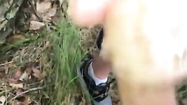 Blowjob in the WOODS & a Tasty Cumshot on her PHAT ASS that he Eats up as it Drips down to her Hole - 8 image