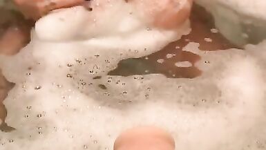 Bathing MILF in Nylons gives FootJob & BlowJob to Suction Cup Cock - 3 image