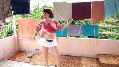 Naked Laundry. the Maid is Drying Clothes in the Laundry. - 11 image