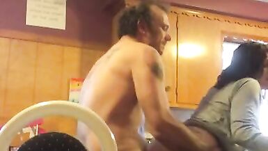 Cum slut creampied in kitchen