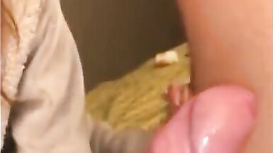 MY ROOMMATES NEW GIRLFRIEND SUCKS MY BIG DICK BEFORE HE WAKE - 12 image