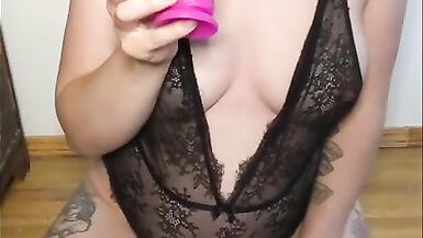 Pregnant Girl Rides a Pink Dildo and Tastes herself - 6 image