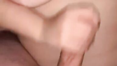 BBW gives me Handjob and I Finish on her Huge Tits - 5 image