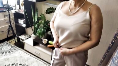 Lustful Mature MILF Bitch with a Zucchini in an Insatiable Cunt! - 2 image