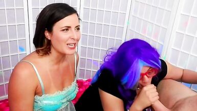 Helena Price Double BlowJob two Girls Suck a Big White Cock while being Cheered ON! Pornotainment - 3 image
