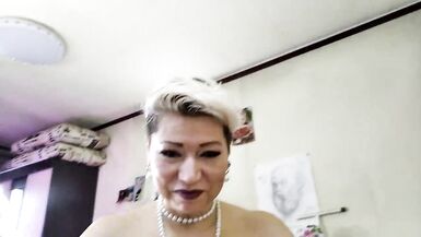 My mature bitch gave me a great footjob! For this I allowed her to suck my dick and even jump on it! - 6 image