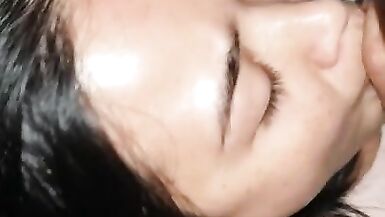 Asian Blowjob Queen Hairy Pussy Fingered and Cumshot Facial Load of Semen - 14 image