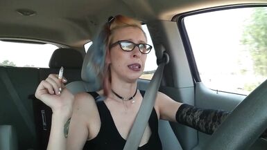 Playing with my new Pussy Pump in the Car and Smoking - 12 image