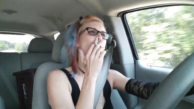Playing with my new Pussy Pump in the Car and Smoking - 9 image
