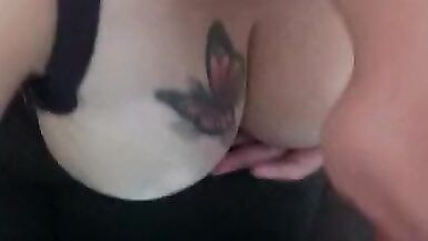 Big tit blowjob cum over tits big nipples