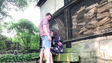 Outdoor sex behind a farmhouse - public fuck with bbw - 6 image