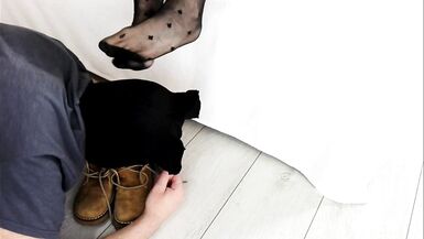 Romantic Shoes Sniffing with Feet Playing on his Head - 12 image