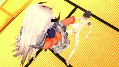 MINOTAUR CHAN LOVES FOOTJOB AND JERKS OFF a DICK WITH HIS BIG FEET : 3D Hentai - 3 image