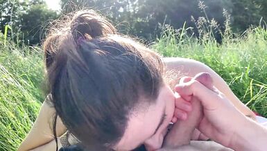 Public Blowjob - people walk and drive by - I cum in mouth - 11 image