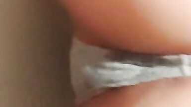 Creampie Soaks her Grey Panties