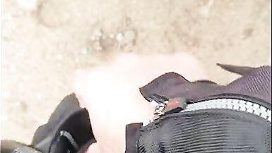 Milf flashing tits outdoor and do a hand job on hers hubby. - 6 image