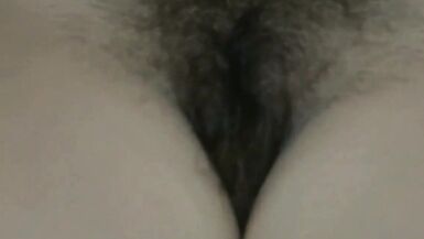 My wife is excited to show off her hairy pussy and jerk off - 4 image