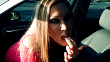 Blonde Bombshell Jessica gives Head in her BMW 550i Luxury Car POV - 2 image