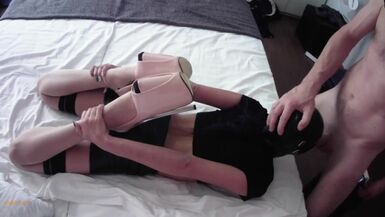 Hotel Room. she's Wearing High Heels and Stockings. Throated with no Mercy - 1 image