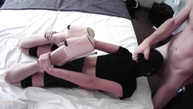 Hotel Room. she's Wearing High Heels and Stockings. Throated with no Mercy - 5 image