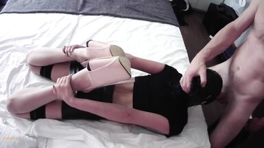 Hotel Room. she's Wearing High Heels and Stockings. Throated with no Mercy - 6 image