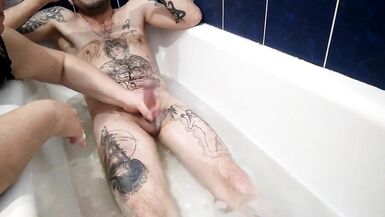 stepmom jerks off my cock and bathes me in the bathroom - 15 image