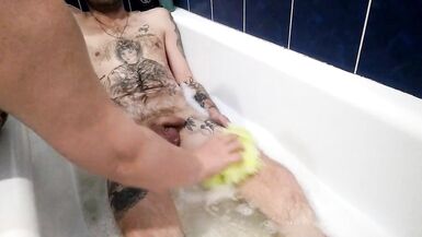 stepmom jerks off my cock and bathes me in the bathroom - 2 image