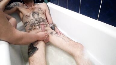 stepmom jerks off my cock and bathes me in the bathroom - 7 image