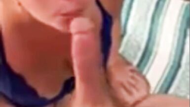 Beautiful wife sucking cock and getting a facial - 10 image