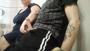jerking off my cock in the office and helping me to cum - 4 image