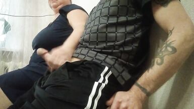 jerking off my cock in the office and helping me to cum - 6 image