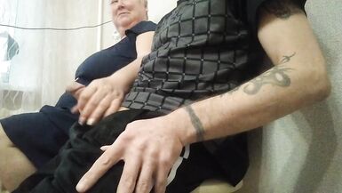 jerking off my cock in the office and helping me to cum - 9 image