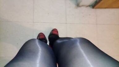 Shiny pantyhose ASMR and high heels - 10 image